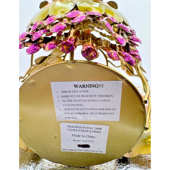 Vintage Turkey Candle Holder Fall Decor Rustic Glam 6x11 - Picture 6 of 6